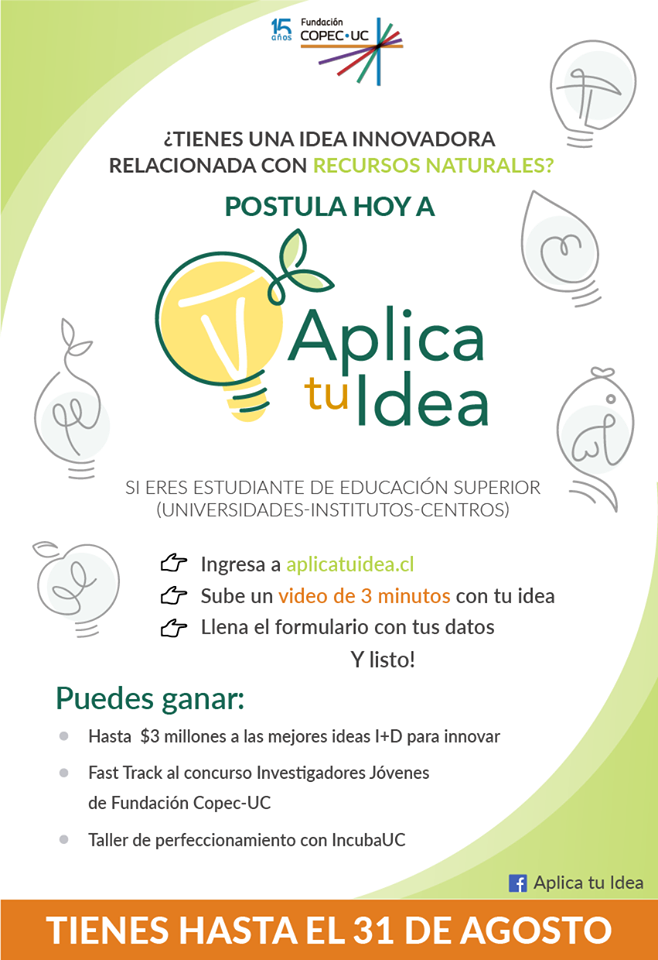 “Aplica tu Idea” de Fundación Copec UC busca a los estudiantes más innovadores de Chile en su V versión